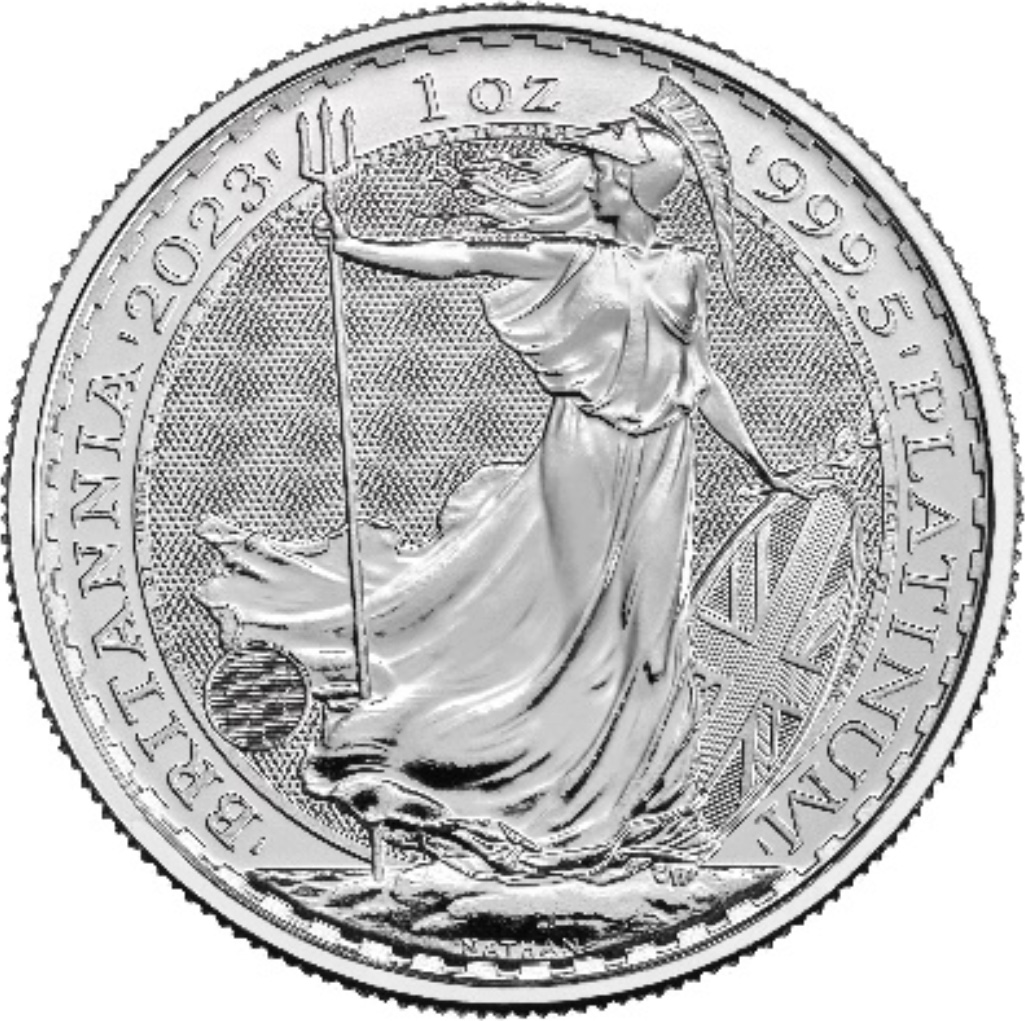 The 2023 1 oz platinum bullion Britannia form The Royal Mint - reverse