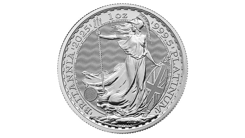 The 2025 Britannia 1oz platinum bullion coin. Picture credit: The Royal Mint