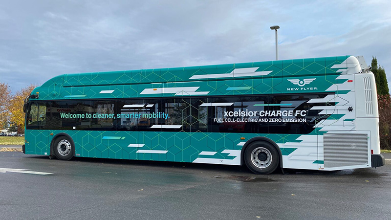 The Xcelsior CHARGE FC™ hydrogen fuel cell bus. Picture credit: New Flyer