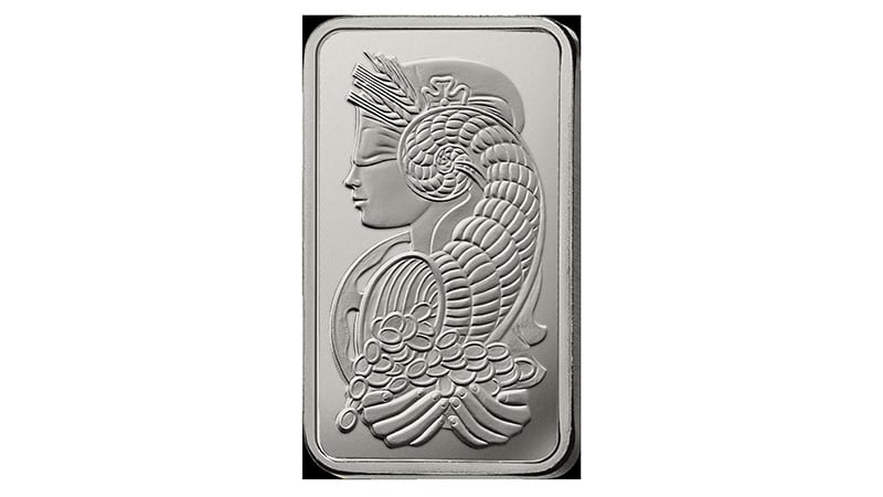 1 oz Platinum Fortuna bullion bar, reverse. Picture credit: PAMP 